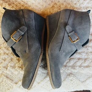 Franco Sarto Buckle Strap Gray Ankle Booties